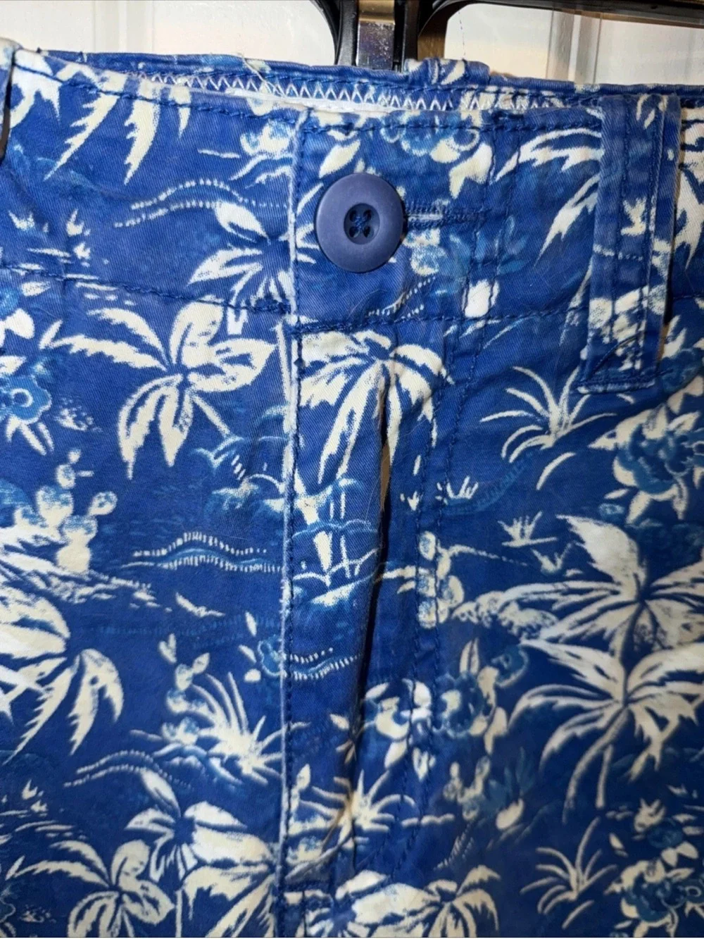 Aeropostale Mens Blue Tropical Palm Tree Print Cotton Shorts Size 28 Summer